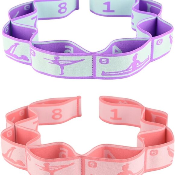 Elastic Yoga Stretching Strap with Loops, Stretch Straps For Physical Therapy, P - Picture 1 of 7